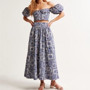 NWOT Abercrombie Poplin Off-The Shoulder Top and Maxi Skirt